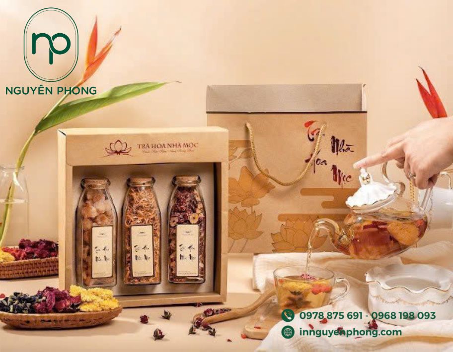 Mẫu hộp kraft đựng trà mộc mạc 